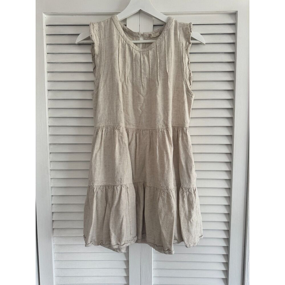 Altar'd State Mini‎ Dress Tiered Linen Blend Small Beige Womens Boho Summer